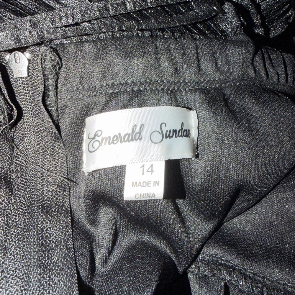 066 Emerald Sundae Black Tiered Ruffle Maxi Dress SZ 14 - Picture 8 of 8